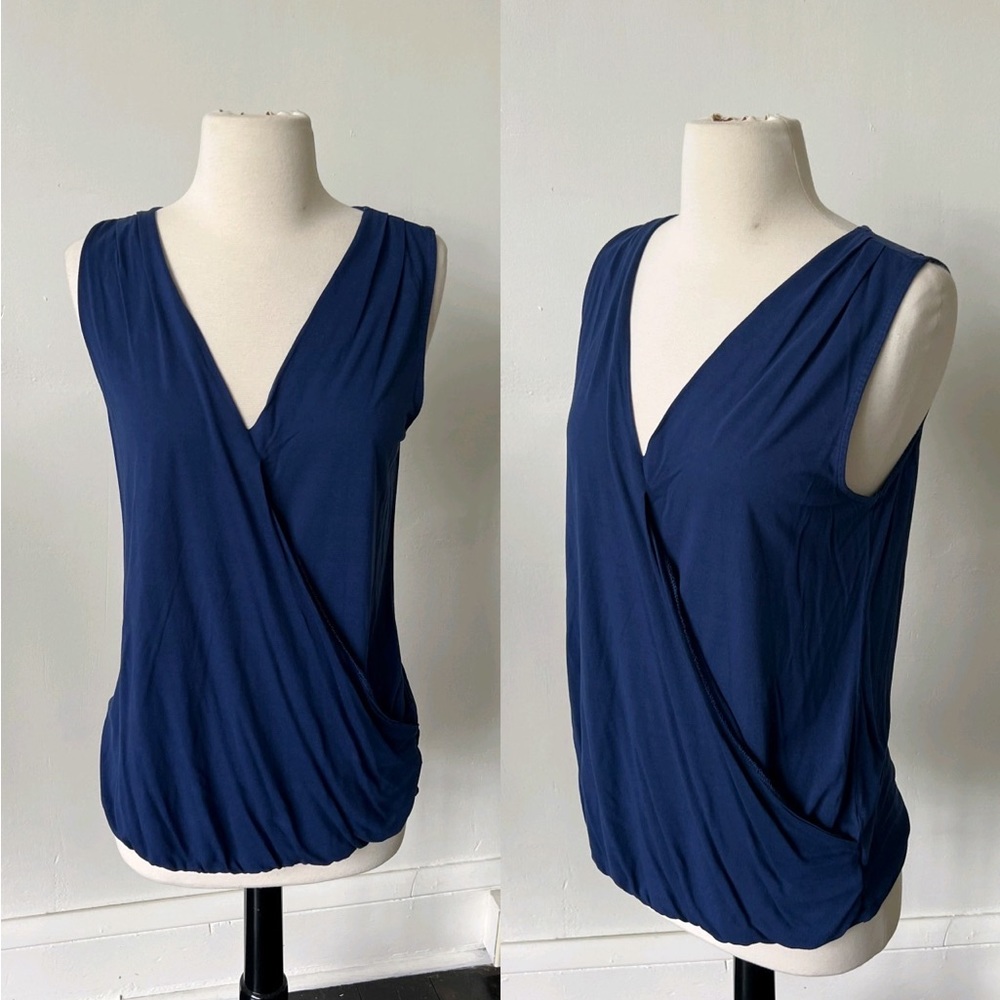 Old Navy Deep V Neck Sleeveless Navy Blue Blouse